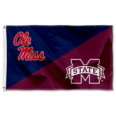 Ole Miss vs Mississippi State House Divided 3x5 Flag Banner