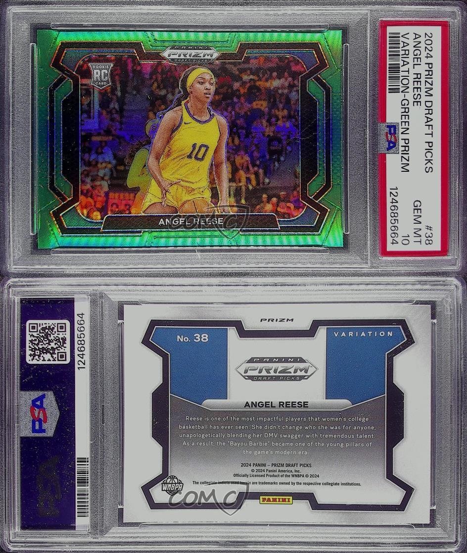 2024 Prizm Draft Picks Green Variations Angel Reese #38 PSA 10 GEM MT Rookie RC view 3
