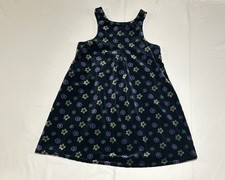 Vintage Laura Ashley Mother  Child Girls 9 Blue Floral Velvet Jumper Dress USA