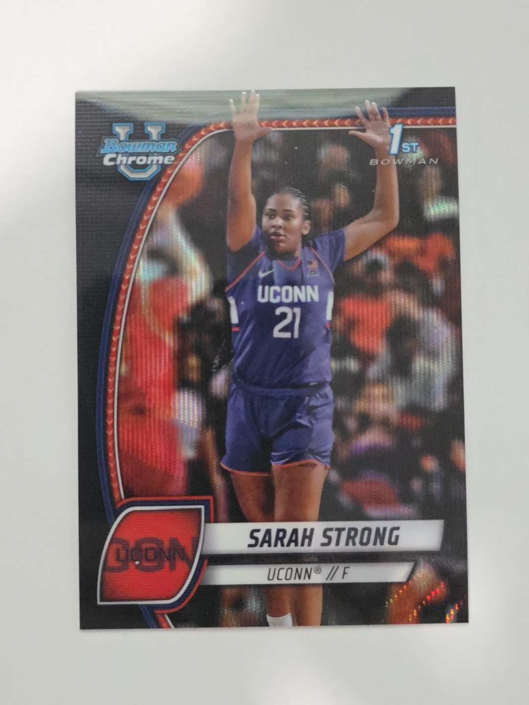 2024 Bowman U Chrome #62 Sarah Strong 1st Bowman Black Wave Refractor NCAA UConn