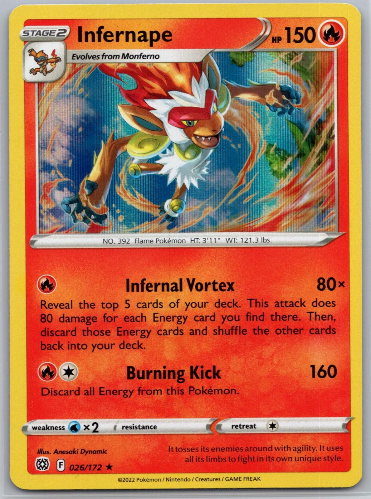Infernape 026/172 Holo Rare Brilliant Stars Pokemon Near Mint