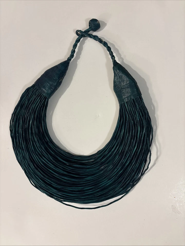 Collar Babero De Colección Multi Cordón Cuero Bohemio Africano Étnico Tribal Foto 2 de 4