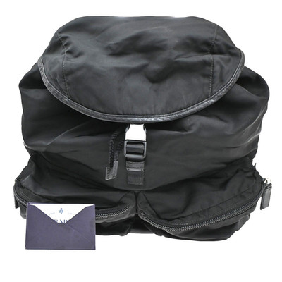 Prada Double Front Pocket Backpack Tessuto Black Nylon Backpack