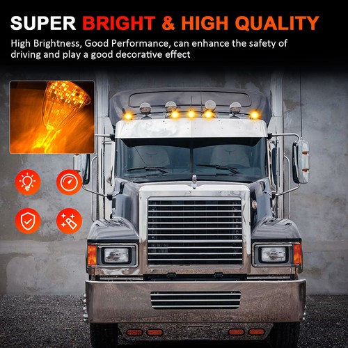 11X Amber 10.25" 17Diodes Led Torpedo Big Rig Cab Marker Roof Clearance Light - Picture 9 of 9