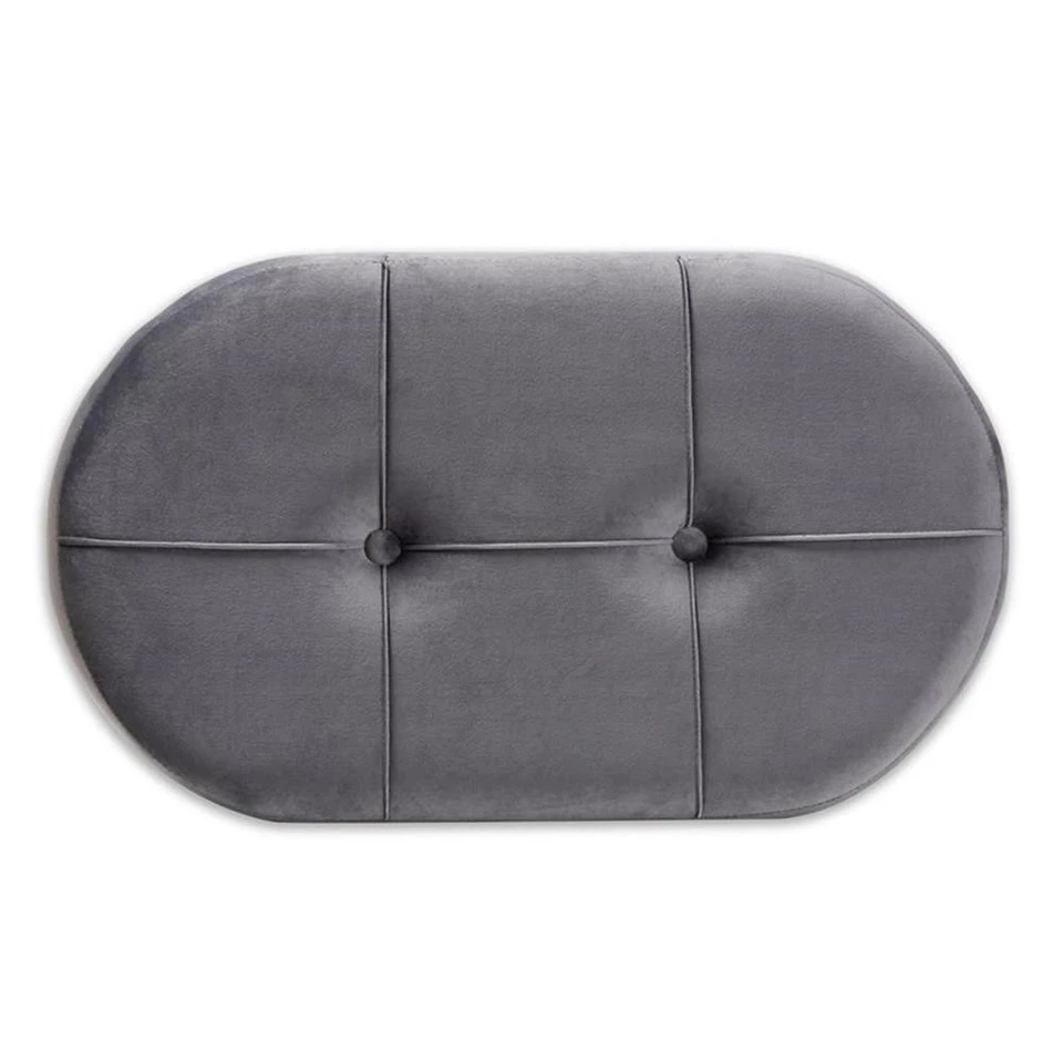 Baxton Studio Simone Grey Velvet Fabric Upholstered Wood Ottoman - Image 4 of 4