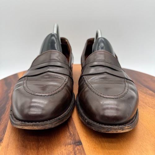 Alden 686 Dress Shoes Mens 14 AA/B Brown Calf Skin Full Strap Penny Loafers - Picture 2 of 12
