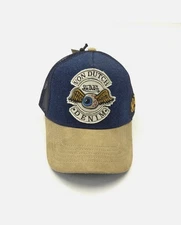 VON DUTCH BLUE DENIM/KHAKI FAUX SUEDE OSFM SNAP BACK TRUCKER HAT - NWT