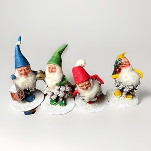 4 Vintage Christmas Pinecone Gnomes West Germany 1940s