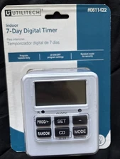 Utilitech Indoor 7 Day Digital Timer #0611422. New. 2 Outlet Plugs On Timer