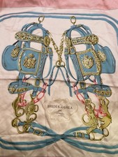 HERMES BRIDES de GALA Carre 90 Silk Scarf Pink / Blue Tags No Box Used.