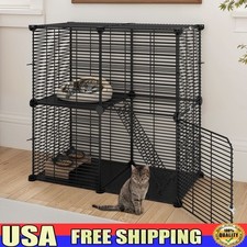 2-Tier Cat Cage Metal Pet House Easy Assembly Spacious Comfortable Design New