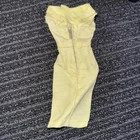 Vintage Barbie Yellow Silk Sheath Pak Dress W Bow #982 - Fits Silkstone Barbie