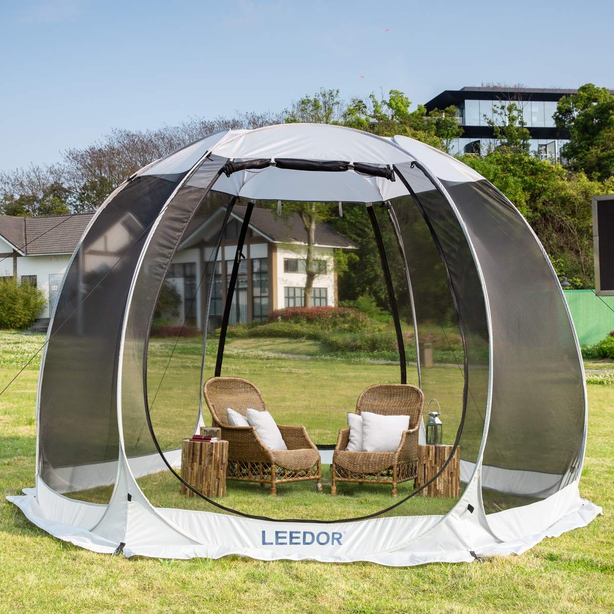 LEEDOR Pop Up Screen House, 4-6 Person Outdoor Screen Tent, Backyard 10'x10'