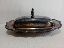 Vintage International Silver Company American Rose Covered Butter Dish NO GLASS 