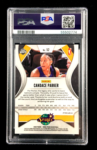 PSA 9 Pop 11 (Only 3 Higher) Candace Parker 2020 WNBA Prizm SILVER #52 LA Sparks - Picture 2 of 5