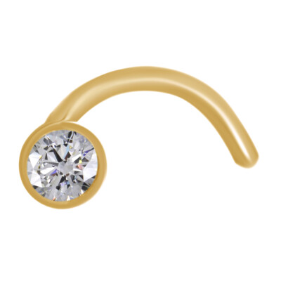 GOLD Nose Stud Bone Ring Pin Coneset 18K Rose Gold