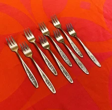 Ekco Eternal Country Garden Textured  8- Cocktail Seafood Forks 5 5/8"