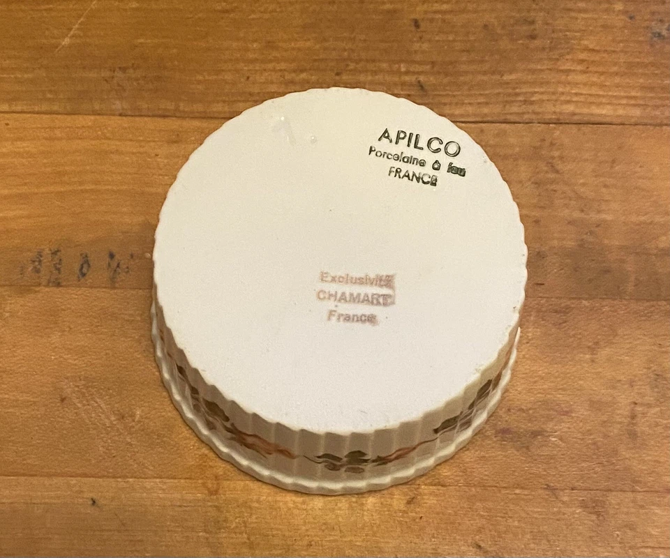 Juego de 6 brotes de rosas Limoges Apilco Chamart Francia porcelana souffle ramekins Foto 4 de 4