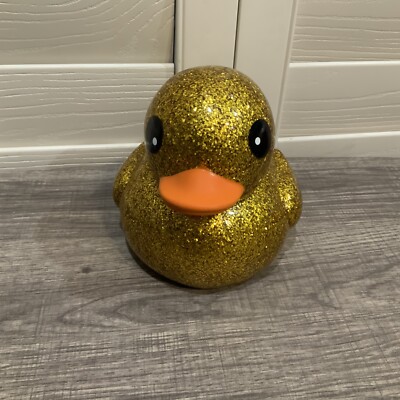 JARU Jumbo 6  Gold Glitter Rubber Ducky Toy Pre-owned