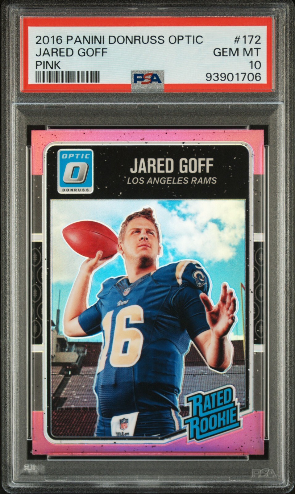 2016 Panini Donruss Optic Rated Rookie Pink #172 Jared Goff Rookie RC GEM PSA 10