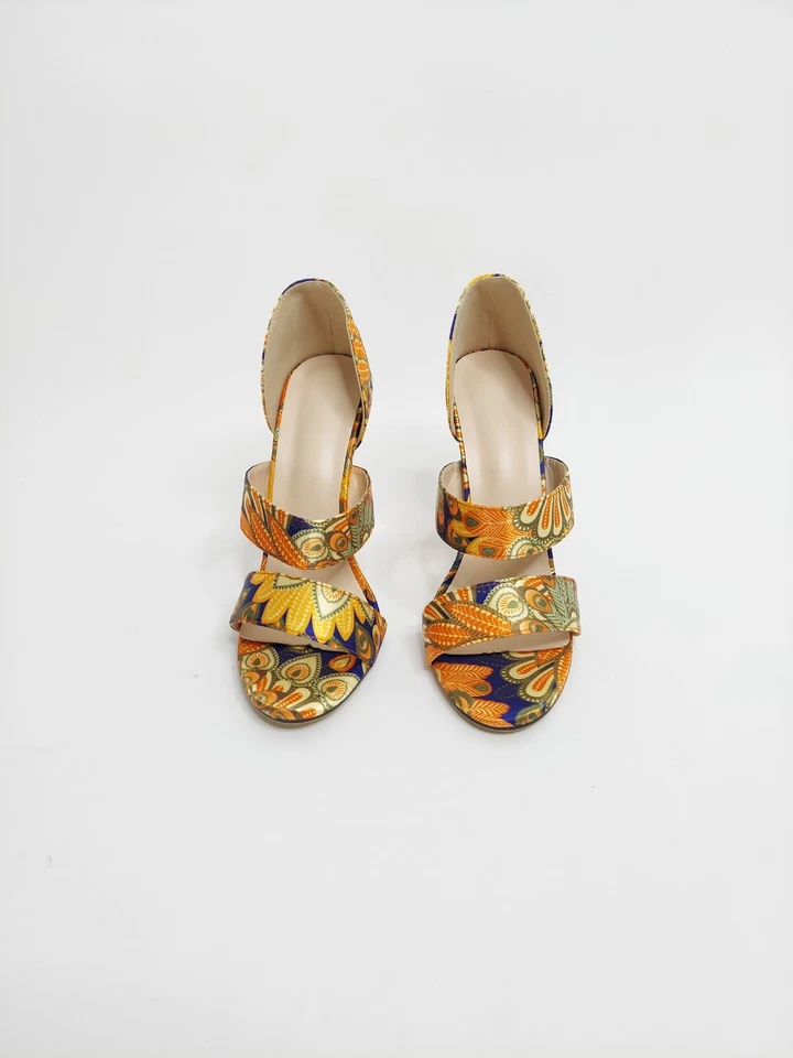 Sandalias de tacón de aguja con estampado de plumas de pavo real talla 9 para mujer Foto 4 de 4