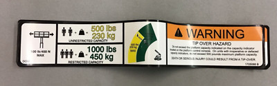 Lot Of 5 JLG 1705088 DECAL DUAL CAP.500(DOM) (b427)