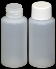 Plastic Bottle HDPE w/White Lid, 1-oz. 20-Pack, New