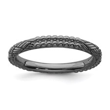 Sterling Silver Stackable Expressions Ruthenium-plated Patterned Ring