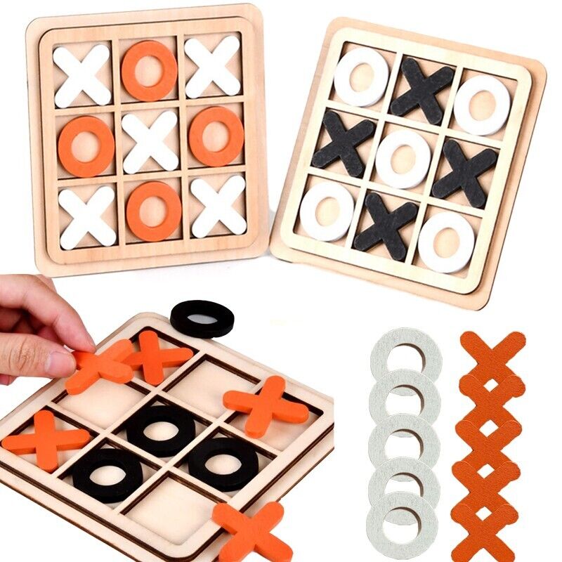 1pc Wooden Xo Tic-tac-toe Educational Game Board, For Strategy