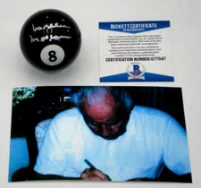 WILLIE MOSCONI SIGNED BECKETT CERTIFIED AUTOGRAPHED #8 BILLIARD POOL BALL AUTO