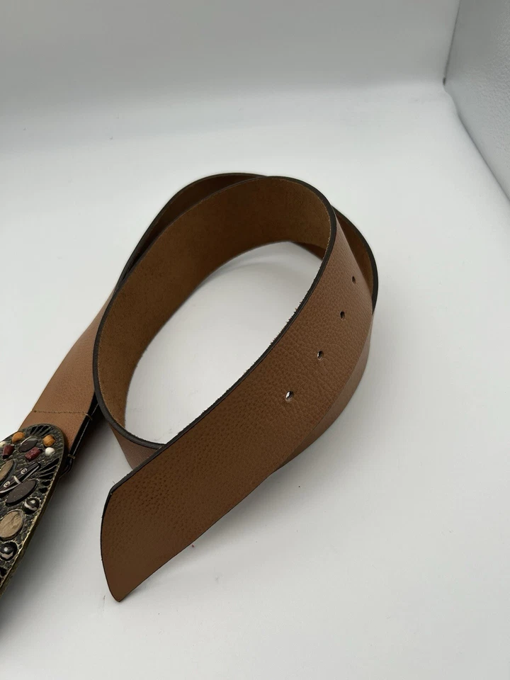 Cinturón de cuero genuino Chico's con hebilla adornada con piedra ornamentada talla grande** Foto 4 de 4