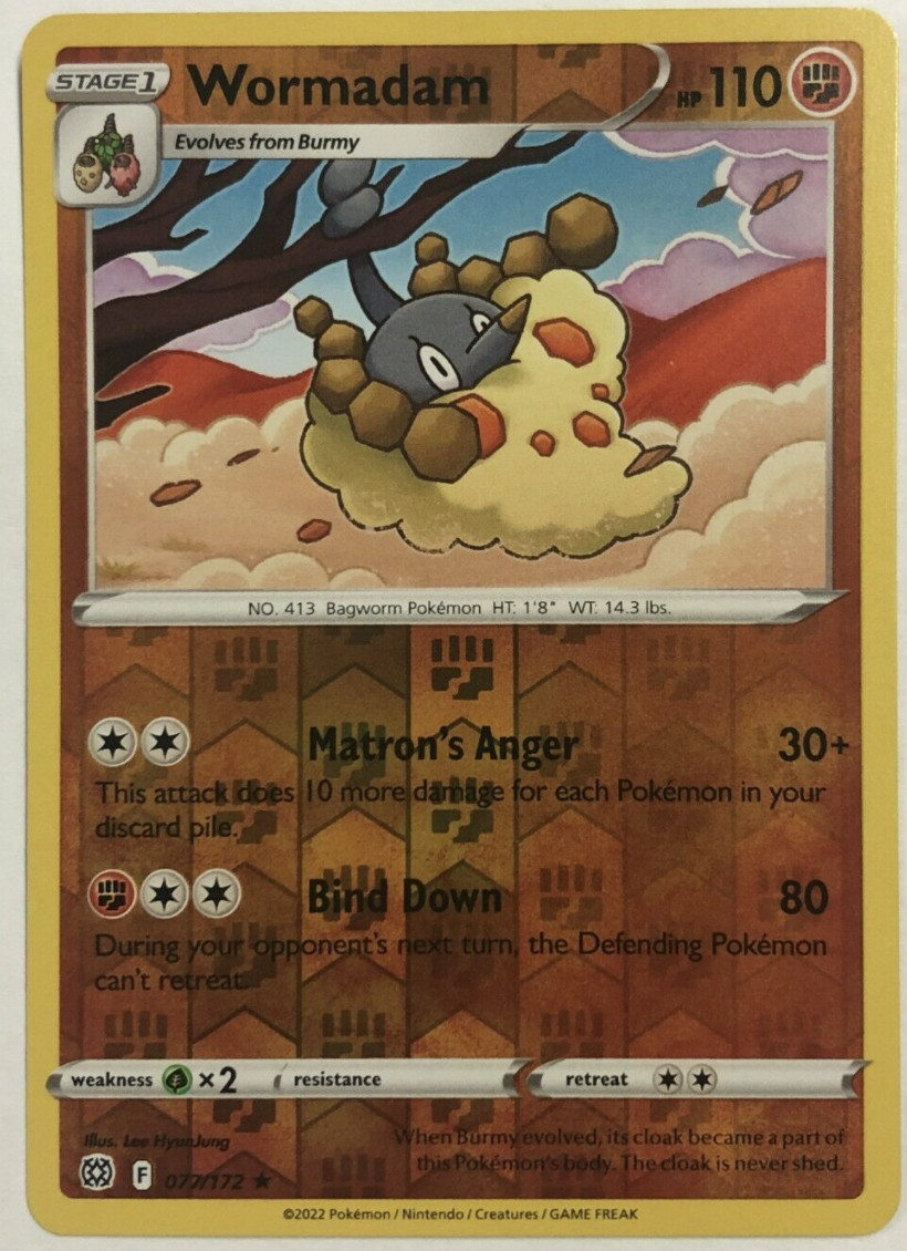 Pokemon - Wormadam - 077/172 - Rare  - REVERSE Holo - Brilliant Stars -NM/M -New