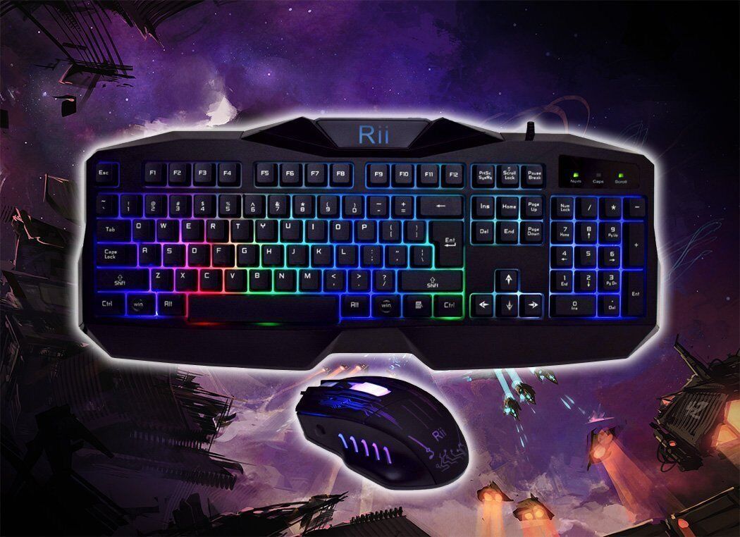 Rii RM400 Gaming Keyboard & Mouse Combo Bundle 7-Colors Backlit LED for Mac/PC Rii RM400 Gaming Keyboard & Mouse Combo Bundle 7-Colors Backlit LED for Mac/PC