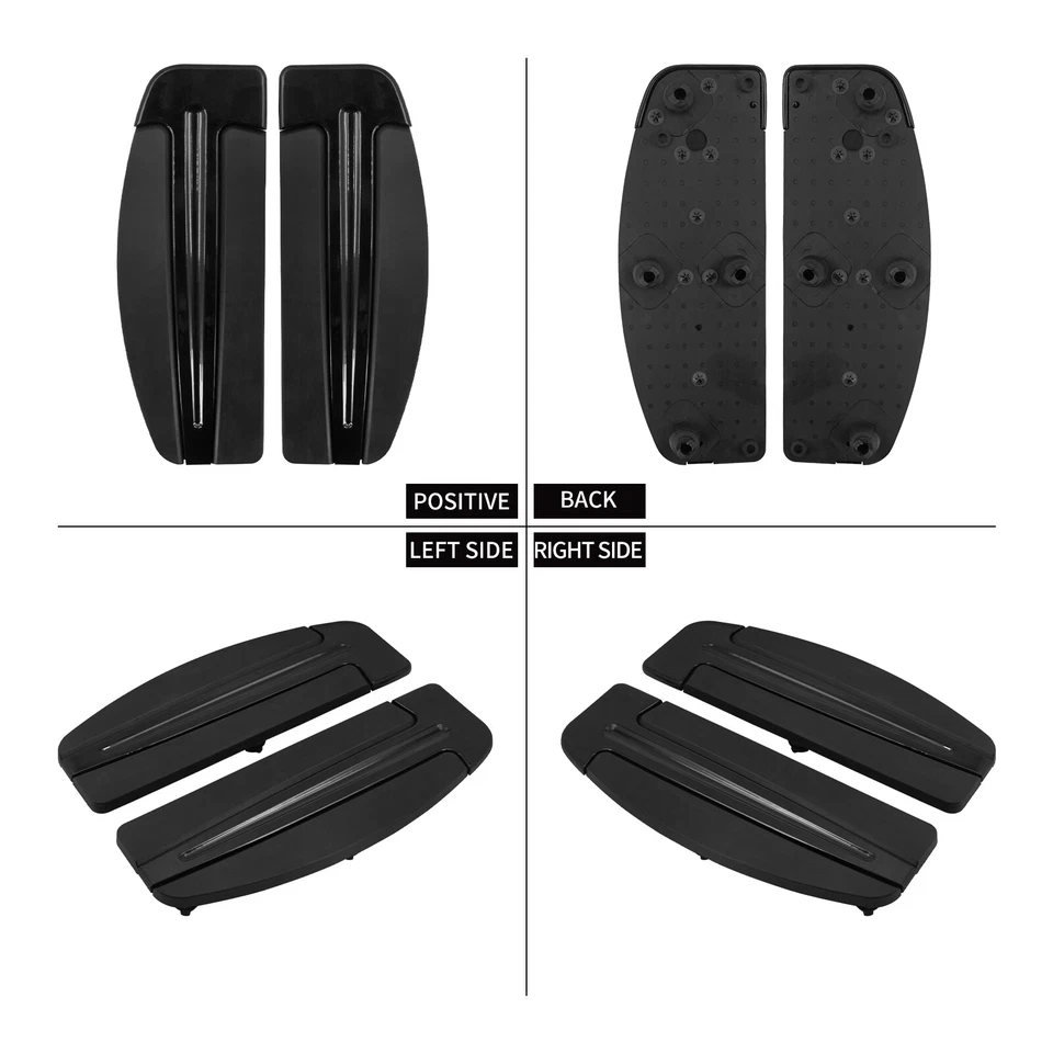 Black Driver Floorboards Footboard Inserts For Harley Touring Street Glide 86-24 - Image 2 of 4