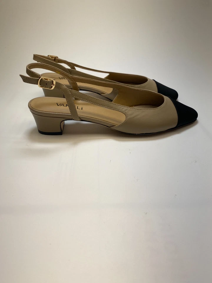 Vaneli Mujer Darrel Tostado Negro Puntera Cordones Cuero Tacón Talla 8W Foto 4 de 4