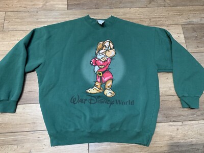 vintage disney store 2xl walt disney world 7 dwarfs grumpy green sweatshirt 