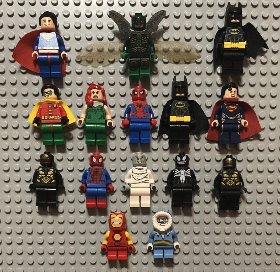 Lego 15 Super Hero Minifigures Batman Spider Man Iron Man Robin Poison Ivy - Image 4 of 4