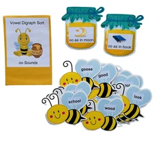 Education Literacy Center Phonics Activity Resource Game Vowel Digraphs oo