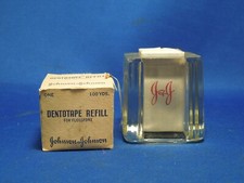 Vintage 2 Johnson & Johnson Products Dentotape Refill & Glass Vanity Holder