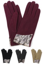 Women's Soft Warm Python Snake Skin Cuff Smart Touch Screen Glove