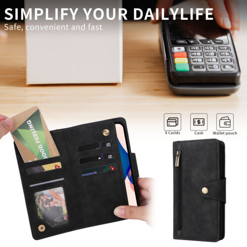 Zip Wallet Leather Flip Case For iPhone 16 15 14 Pro Max 13 12 11 XS XR 8 7 6 Se - Picture 10 of 17
