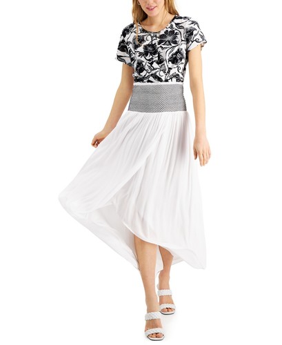 $90 Inc International Concepts Womens Smocked-Waist Tulip-Hem Skirt Size Large