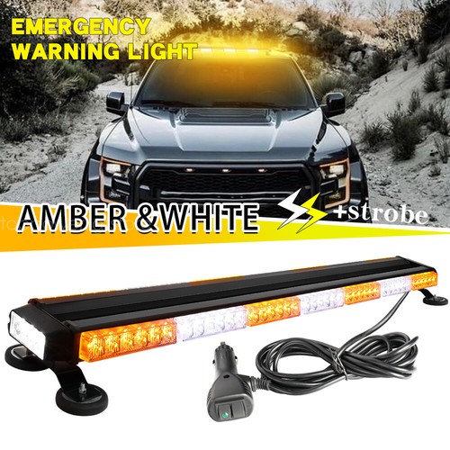 LED Emergency Warning Strobe Light Car Roof Amber & White Bar Flashing Beacon - Picture 62 of 73