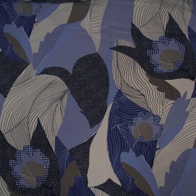 Max Mara mulberry crepe silk fabric Abstract Blue  Price is for 1m. Defect