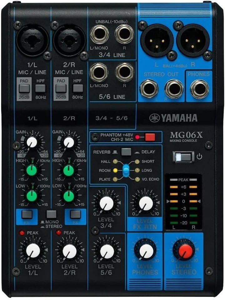 YAMAHA MG06X 6ch Mixing Console 2 Mic Stereo Mixer Digital Effects Japan New - Image 2 of 4