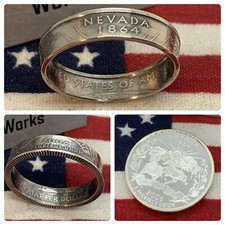 Nevada NV SILVER state Quarter Coin Ring