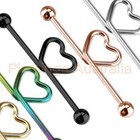 14G Love Heart Industrial Barbell Ear Ring Bar Body Piercing Jewellery 