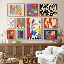 Colorful wall art, maximalist abstract gallery Set of 10 prints digital download