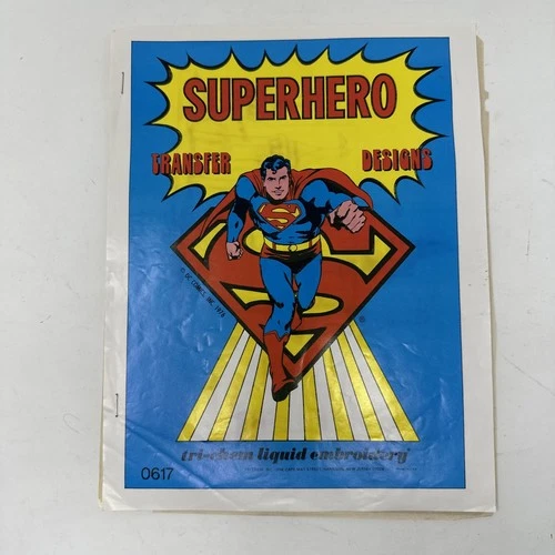 VINTAGE SUPER HERO TRANSFER DESIGNS TRI-CHEM EMBROIDERY JUSTICE LEAGUE VF 1976