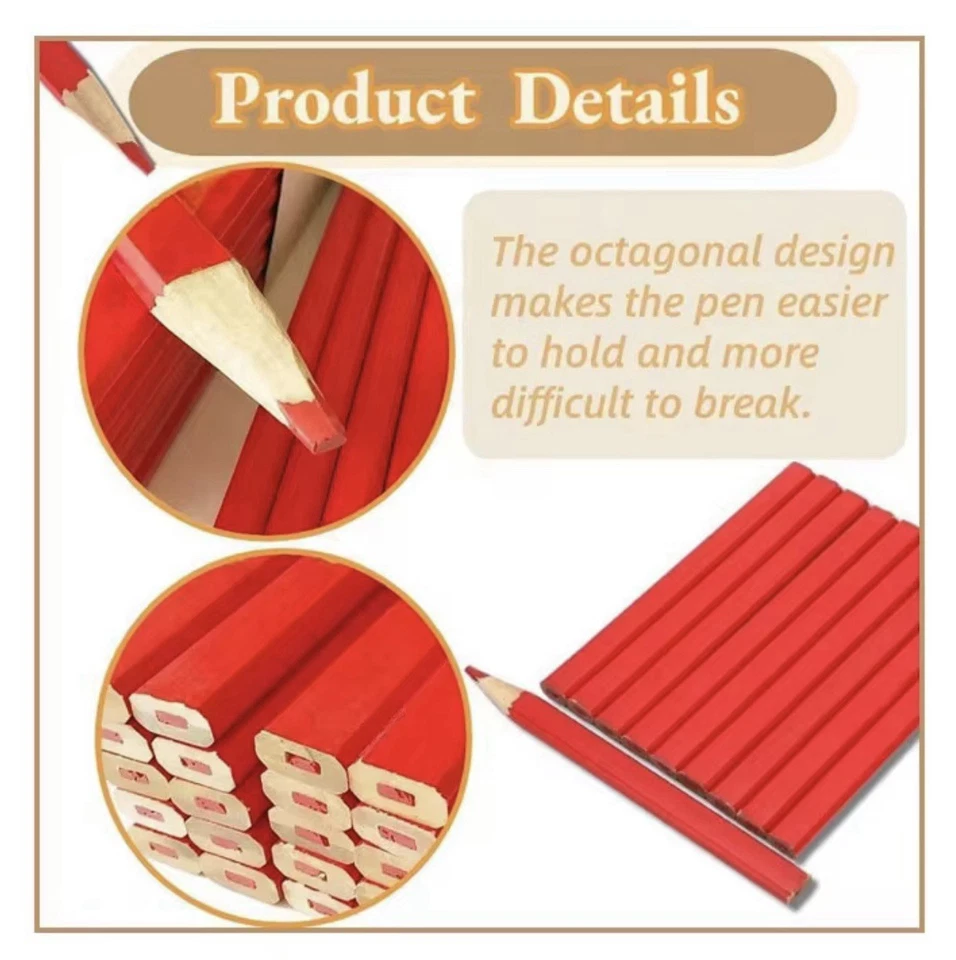 Juego de 10 lápices de carpintero con plomo rojo para carpintería, carpintería y más Foto 3 de 4